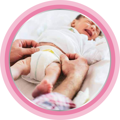 Baby crying while its nappy is being changed